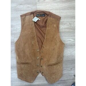 Vintage Don't Stop Classics Men’s Small Brown Suede Leather Western Vest Cowboy